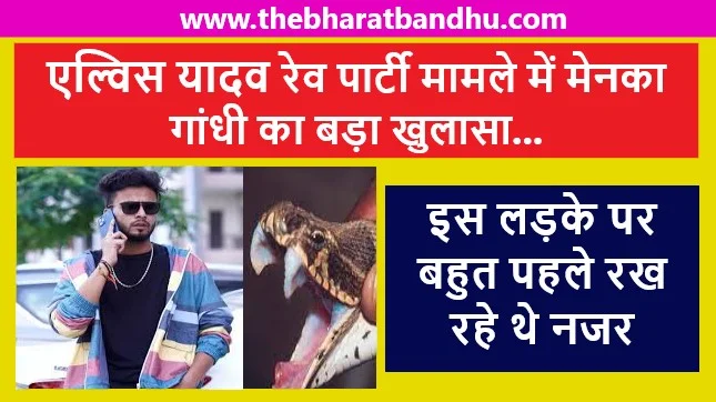 Elvish Yadav Rave Party:एल्विश यादव रेव पार्टी मामले में मेनका गांधी का बड़ा खुलासा कहा इस लड़के पर बहुत पहले रख रहे थे नजर